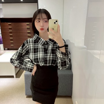 格子拼接連身裙【638】Sandy33實拍秋冬新款韓系INS修身顯瘦氣質翻領撞色格紋連身短裙 連身洋裝 連身裙連衣裙