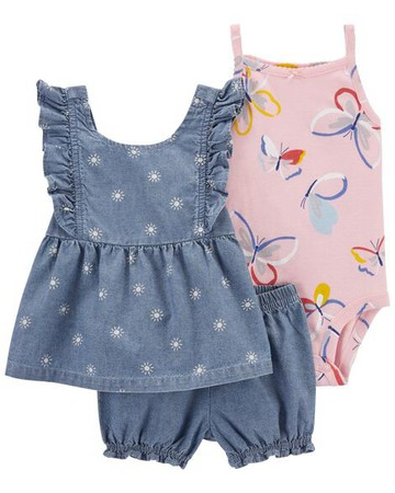 Baby 2-Piece Butterfly Chambray Short Set