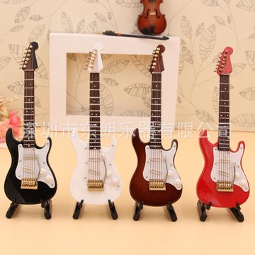 迷你電吉他模型擺件生日聚會擺件木質工藝品圣誕樹掛件電貝斯模型