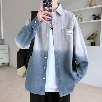 燈芯絨長袖襯衫男 春季新款港風痞帥寬鬆襯衫外套潮