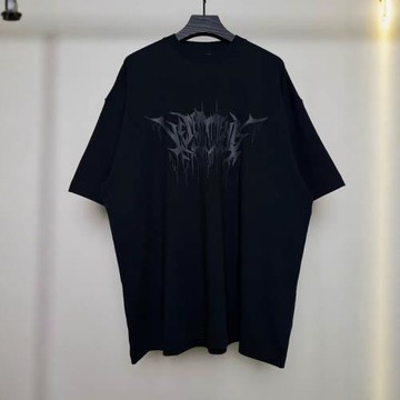 高版本】vet巴黎風格 新款字母印花Logo水洗做舊男女寬松短袖T恤