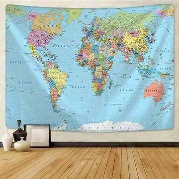 【7款可選】世界地圖掛毯掛畫 地圖織物壁掛墻壁裝飾布 水彩字母地圖裝飾畫 床頭背景布掛布 【精選NP】^