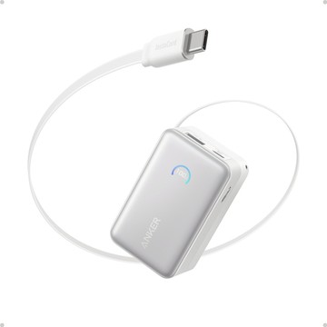 【Anker】A1638 45W自帶線行動電源10000mAh-白