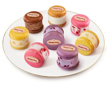 【哈根達斯 Haagen-Dazs】馬卡龍冰淇淋禮盒8入(冰淇淋口味：草莓*2/藍莓*2/芒果*2/香草*1/比利時巧克力*1)