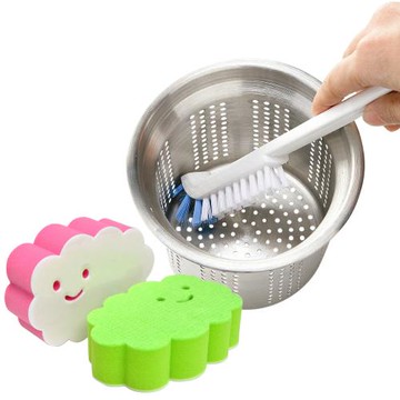 特惠組_日本AISEN黏貼式雲朵海綿刷+排水口直角清潔刷
