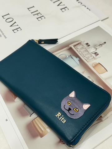 真皮 輕薄  L型 長夾 錢包 可放存摺 護照 強大收納 英文名字燙金