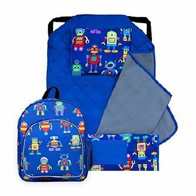 Wildkin 12 Inch Kids Backpack with Modern Nap Mat (Robots) 並行輸入品