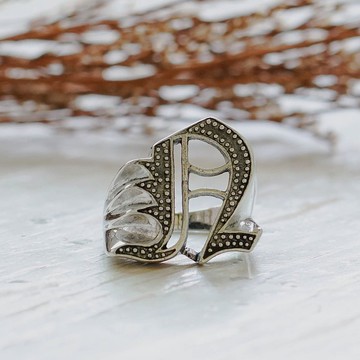 字母戒指英文銀色肉刻字戒指