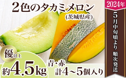 12-2茨城県産２色のタカミメロン約4.5kg（4～5個）