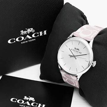 美國百分百【全新真品】COACH Ruby 手錶 CX694 印花錶帶 專櫃精品 女錶 32mm 紫色 DA17