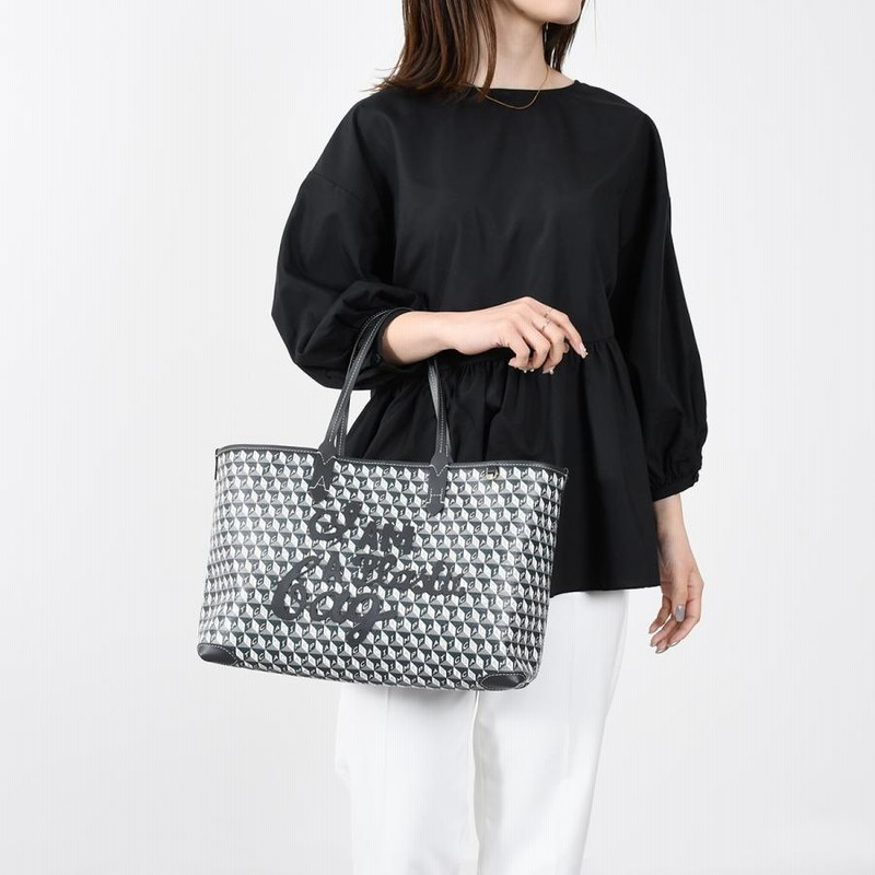 ⭕️ Anya Hindmarch トートバッグ大容量 グレー エンボス ANYA HINDMARCH アニヤハインドマーチ レディース トートバッグ