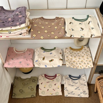 mori🎀mori男女童卡通羊毛拉架A類家居服秋冬兒童睡衣80-160碼秋衣秋褲套裝