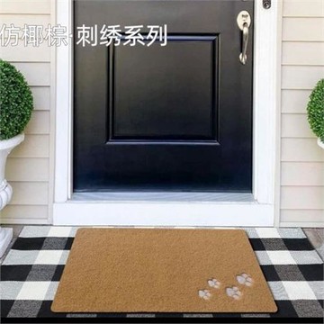 仿椰棕地墊刺繡工藝跨境入戶門墊防滑耐磨腳墊亞馬遜戶外蹭土墊