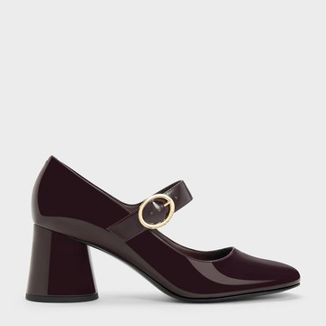 圓釦瑪莉珍粗跟鞋