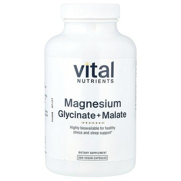 Vital Nutrients, 甘氨酸/蘋果酸鎂，240 毫克，200 粒全素膠囊（每粒膠囊 120 毫克）