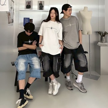 【AMERO】男裝 女裝 圓領短袖T恤 十芒星 水洗 情侶裝