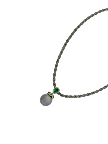 INBAR - 18kt rose gold, emerald, diamond and pearl necklace - women - 18kt Rose Gold/Diamond/Emerald - One Size - Grey