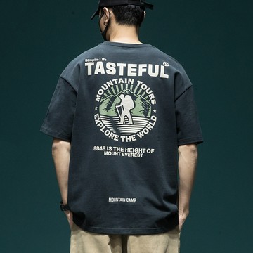 日系聖母峰海拔8848米登山短袖T恤 / 男女皆可穿 / 280g高磅數 / 5色 / M-4XL / 大尺碼【QTJBYQ998】