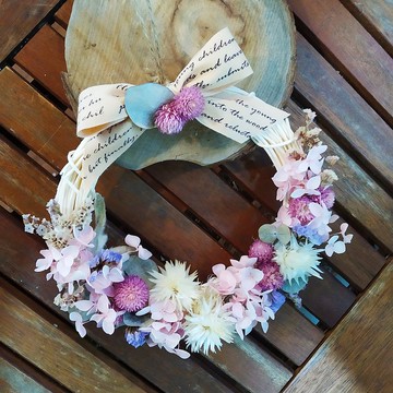 粉調的甜美乾燥花環 生日或節日心意花禮|可自取