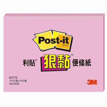 本月熱銷推薦 滿額再折【史代新文具】3M 657S-5 粉紅 4" x 3"利貼狠黏便條紙 90張/本