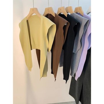 韓版2026年春季打結針織小披肩純色外搭圍巾潮毛線假領裝飾斗篷女