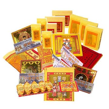 【金發財金紙】豐富玉帝令土地公+五路財神含發財錢-1入組(金紙)