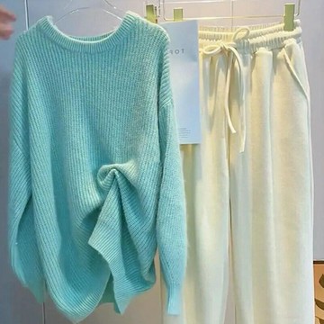 纖婕芙氣質港風針織衫+休閑褲兩件套2022秋冬新款時尚網紅套裝女