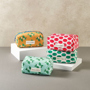 台灣手工製造 帆布長方化妝包 數位熱昇華印花 阿美族龍葵圖樣