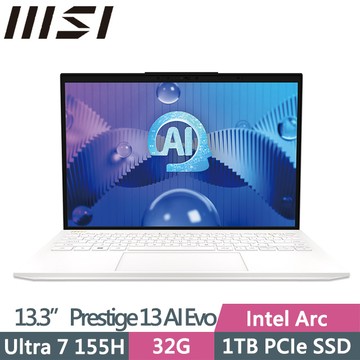 MSI Prestige 13 AI Evo A1MG-210TW(Ultra 7 155H/32G/1TB/13.3吋OLED/W11P)AI商務筆電