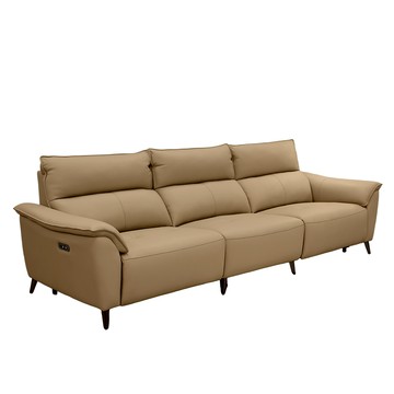 傢俱工場-卡羅 專利零靠牆 納帕加厚皮280CM電動沙發/3人沙發/沙發床/加大沙發 (雙位電動)榛果色#19