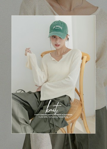 小慵懶V領上衣