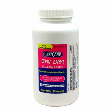Allergy Relief GeriCare 25 mg Strength Tablet 1000 per Bottle 1000 Tabs by McKesson