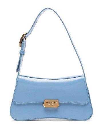 Emporio Armani - logo-engraved shoulder bag - women - Polyurethane - One Size - Blue