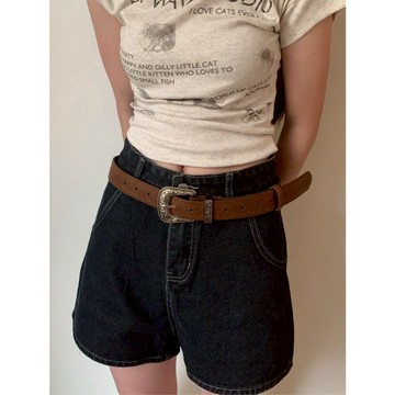 Velpro 現貨｜復古花紋棕色皮帶 y2k 配件 配飾 收腰 腰帶