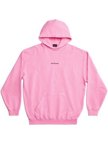 Balenciaga - logo-embroidered cotton hoodie - women - Cotton/Polyester - XS - Pink