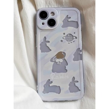 ins風紫色鏤空兔子適用蘋果12/13/14/15/16proMax手機殼iPhone11/15plus可愛