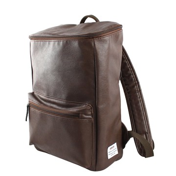 AMINAH-咖啡皮革方形後背包(III)