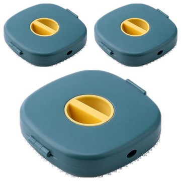 E.dot 數據線捲線收納盒 藍色 ABS材質 7x7x1.5cm  3個