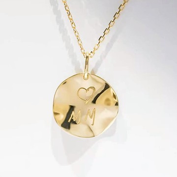 【印記】原創18K金  ins風水波紋圓形吊墜 毛衣鏈 項鏈