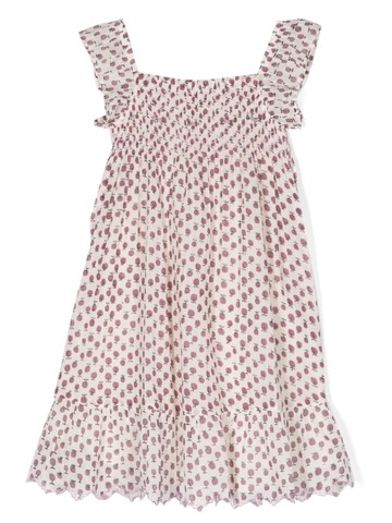 Emile Et Ida - apple-print shirred-effect cotton dress - kids - Cotton/Cotton - 12 yrs - Neutrals