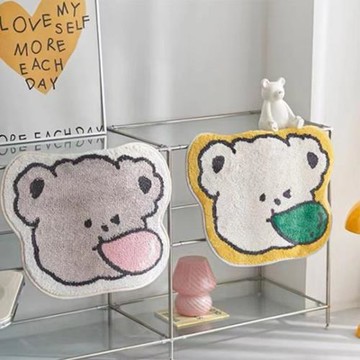 可愛卡通熊熊少女臥室床邊裝飾地毯臥室改造地墊家用浴室吸水腳墊