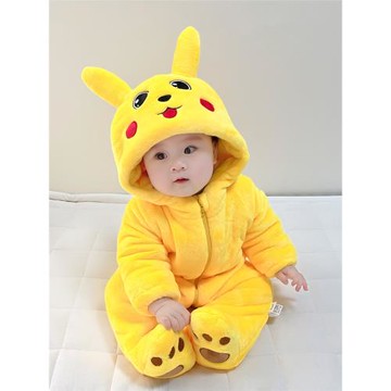 冬季嬰兒連體衣加厚包腳爬服新生兒男女寶寶法蘭絨夾棉抱衣外出服