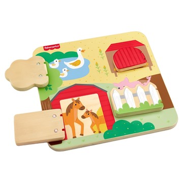 fisher-price 費雪 木製農場動物板  混和顏色  1個