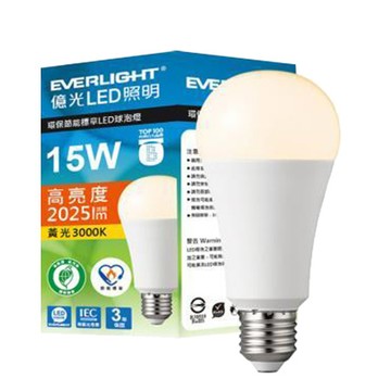 憶光EVERLIGHT 15W環保節能標章球泡燈/黃光/EL04/4入/組