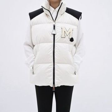 MONCLER 品牌徽章LOGO經典雙向拉鍊羽絨背心(白)