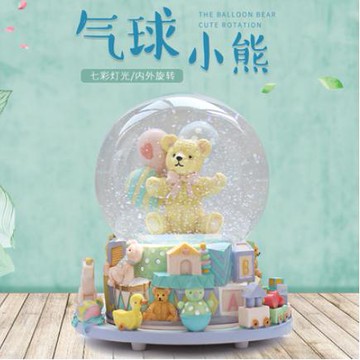 免運 八音盒 旋轉小熊氣球雪花水晶球音樂盒八音盒女生兒童10閨蜜生日女孩禮物
