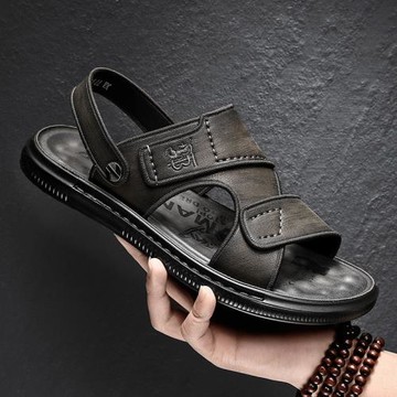 2026新款夏季爸爸皮涼鞋男外穿涼拖沙灘開車兩用拖鞋韓版透氣防滑