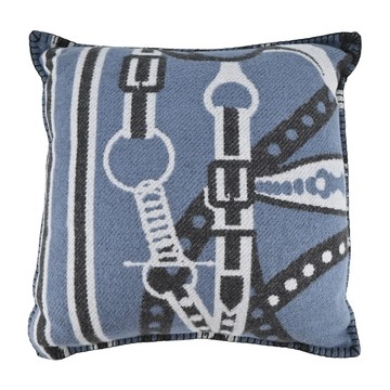 Hermes 愛馬仕 Tralala 提花羊絨枕頭(50cm/灰藍)_廠商直送