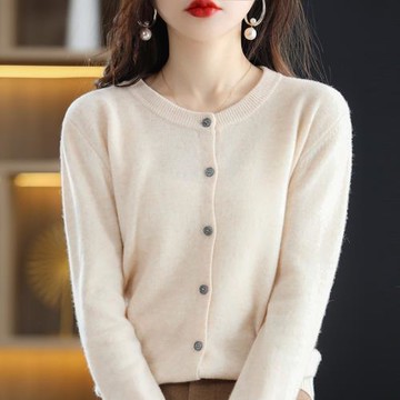 早春秋針織開衫女薄款毛衣外套寬松長袖軟糯上衣百搭顯瘦圓領外搭