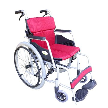 【海夫】杏華機械式輪椅(未滅菌)折背固手 可拆腳靠 日式雙層鋁輪椅 22吋後輪/18吋座寬 輪椅B款(JR202-22)